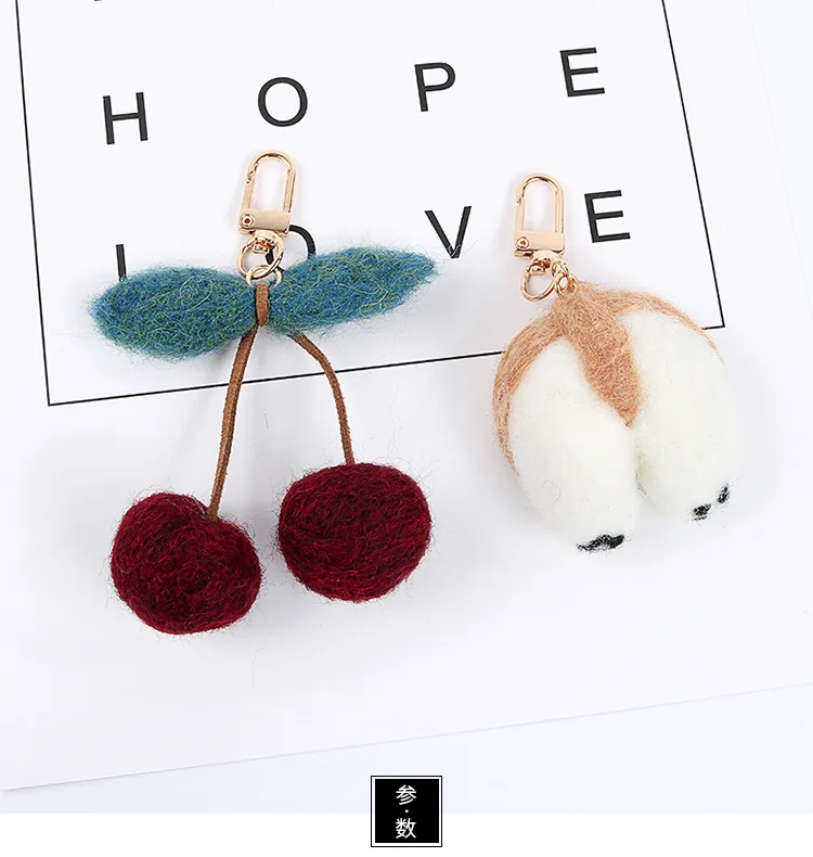 Cute Plush Cherry Corgi Dog Ass AirPods Chain Key Ring Creative Handbag Pendant Accessories Wholesale