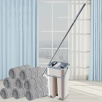 

best selling 2020 products Sided Non Hand Washing Flat Mop Wooden Floor Mop Dust Push Mop Home Cleaning kitchen accessories
