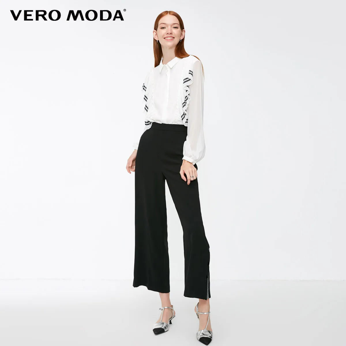 Vero Moda Новые поступления женские свободные декоративные пуговицы повседневные укороченные брюки | 318450502