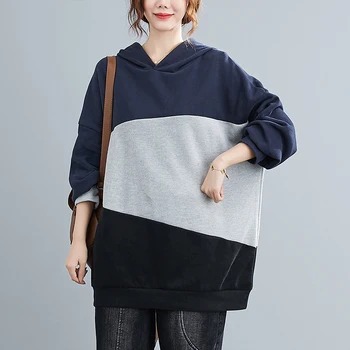 

COIGARSAM Full Sleeve blouse women Patchwork Loose Panelled blusas womens tops and blouses 8218