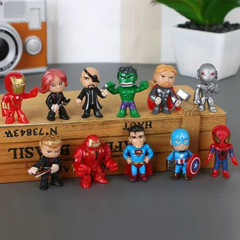 

Dropshipping 12pc/set Avengers Cake Topper Spiderman Caketopper Dacoration Superman Doll Baby Shower DISNEY Plastic Boys Gift
