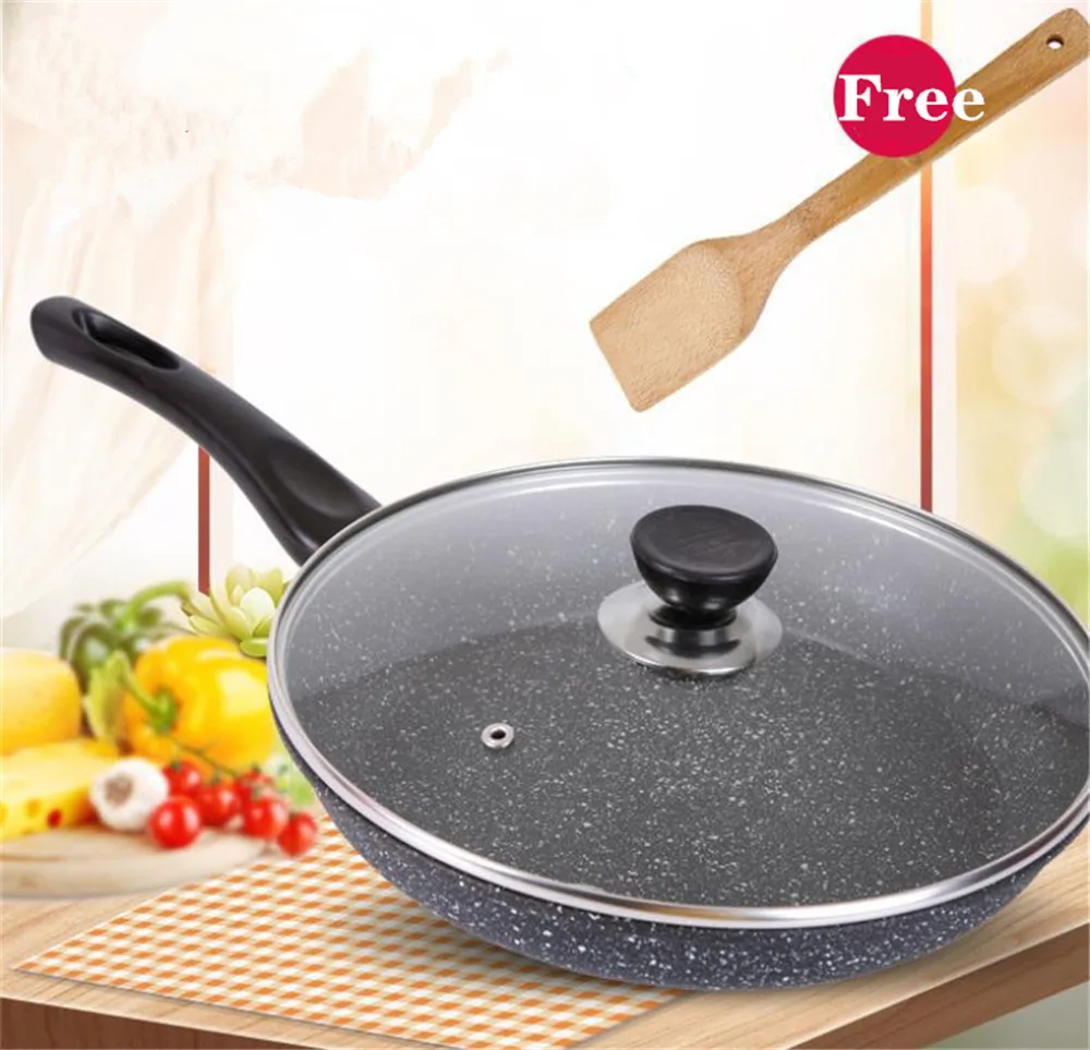 Pan Non-stick Pan with Lid Skillet 30cm Frying Pan Home Garden Induction Cooker Pans Gas Stoves Pancake Pan Steak Wok Pan Bread