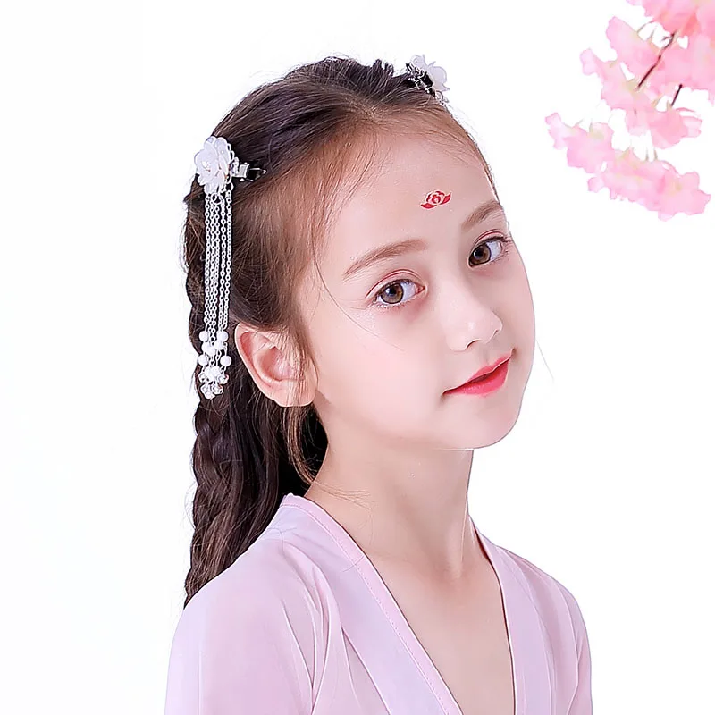 Головной убор Hanfu, детский Супер сказочный орнамент для волос в китайском стиле для девочек, древний костюм, кисточка, старинная Шпилька, древний st