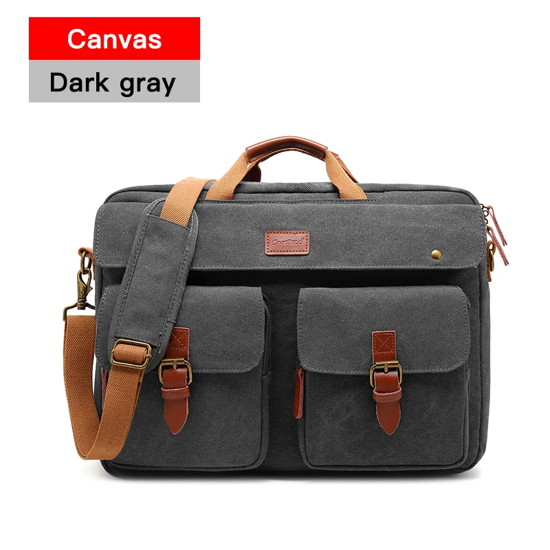 Canvas dark gray Мужская сумка-трансформер на плечо для ноутбука, деловой портфель, многофункциональный рюкзак для путешествий, подходит для 17 дюймов, сумка для компьютера XA307ZC - Цвет: Canvas dark gray