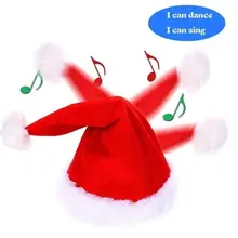 Забавная Рождественская шапка музыкальное пение и танцы плюшевая игрушка в шапке рождественские украшения для дома Рождественская шапка шапки для Санта Клауса