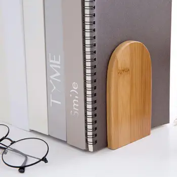 

Bamboo Beige Bookends Frame Book Stand Bookends Convenient Stationery Creative Bookend Home Useful Durable Document Storage