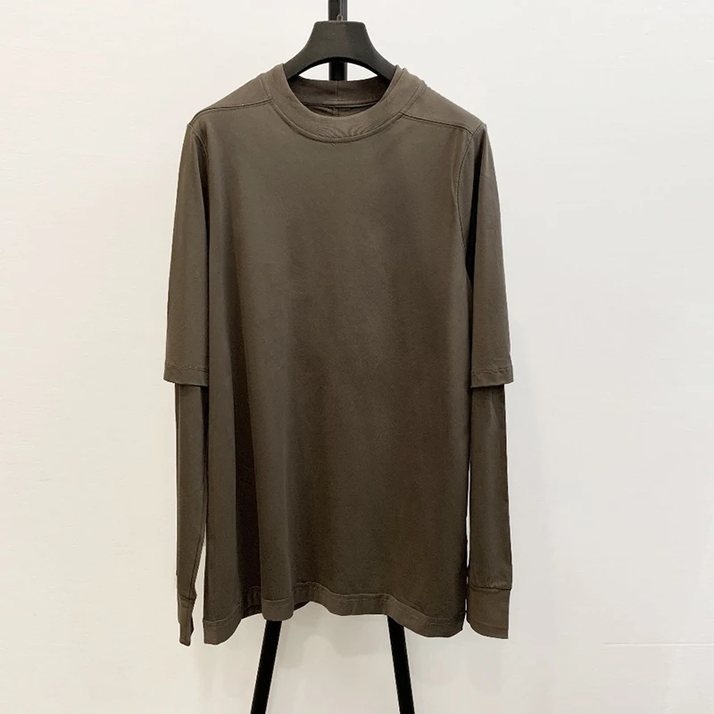 

Sureme 2019 New RO Style Solid Long Sleeve T Shirts Tees Men Women 100% Cotton Loose False Two Pieces Casual Basic T-Shirt Tops