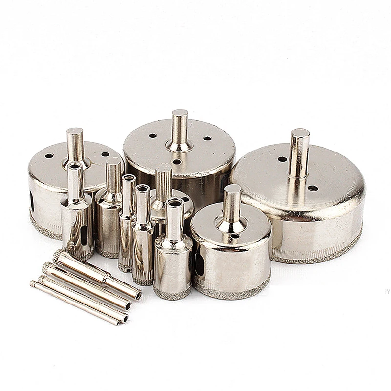 DWZ 14pcs Diamond Coated Hole Saw Drill Bit Tool Set for Tiles Marble Glass 3mm-70mm