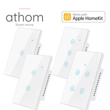 Athom eua homekit wi fi inteligente interruptor de toque chave controle siri cronograma 1/2/3/4 gang