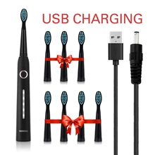 Звуковая электрическая зубная щетка USB перезаряжаемые насадки зубных щеток 5 режимов очистки