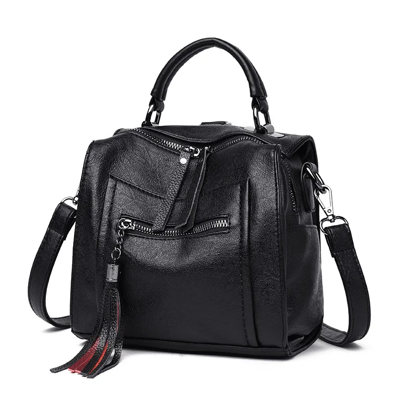 

19 Years New Style WOMEN'S Messenger Bag Dacron Verticle Square Tassel Bag Solid Color All-match Bag