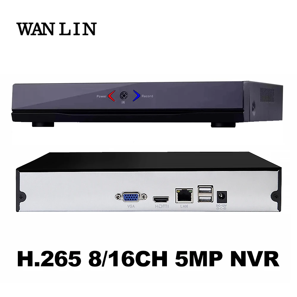 WANLIN H.265 HEVC 8CH 16CH CCTV NVR для 5MP/4MP/3MP/2MP IP F2.0 ip-камера металлический корпус сетевой видеорегистратор P2P для системы видеонаблюдения
