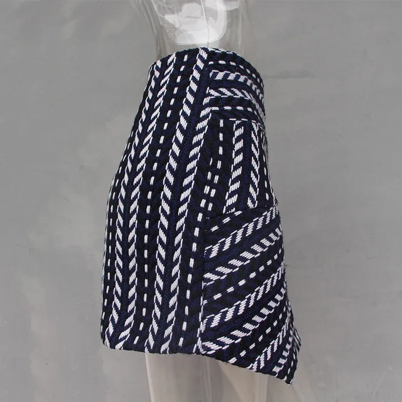 Шерстяная Юбка линия для Для женщин Striped Asymmetrical лоскутное облегающие мини-юбки женские осенние модная одежда 2019 E327