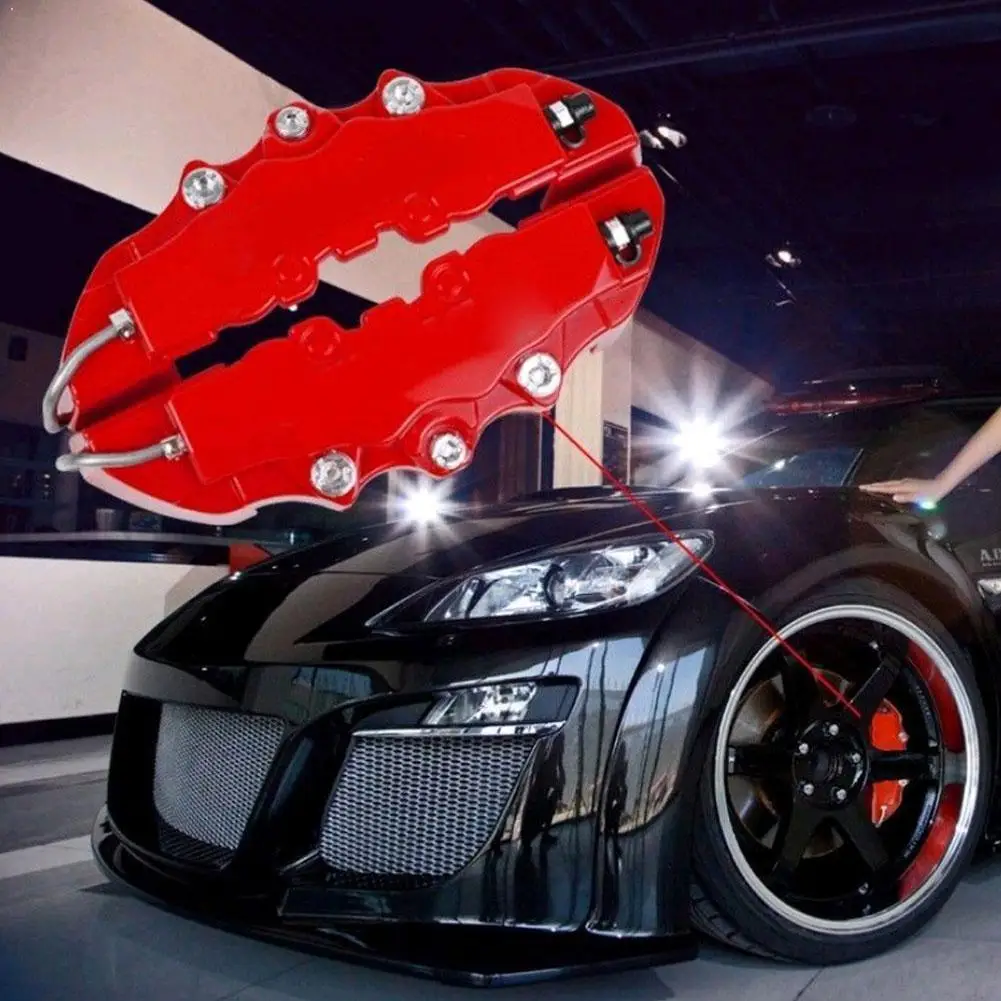 2 пары автомобиля дисковый тормоз суппорта крышка 3D слово красный стоп сигнал