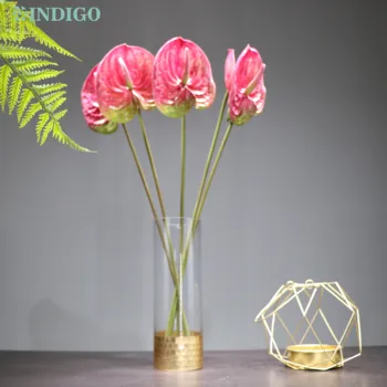 

INDIGO - Wholesale 100pcs Anthurium Plastic Real Touch Display Flower Wedding Flower Home Decoration Table Flower Wholesale