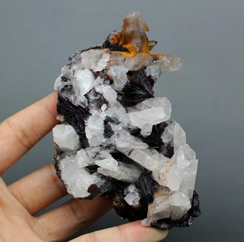 

305g Natural Specular hematite and crystal symbiosis mineral specimen crystal stones and crystals quartz healing crystal