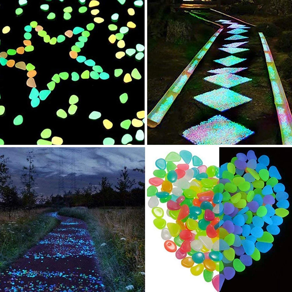 50 100pcs/lot Luminous Pebbles Rocks Glow In The Dark Gardening Ornaments Stone For Walkways Garden Path Patio Lawn Yard Decor