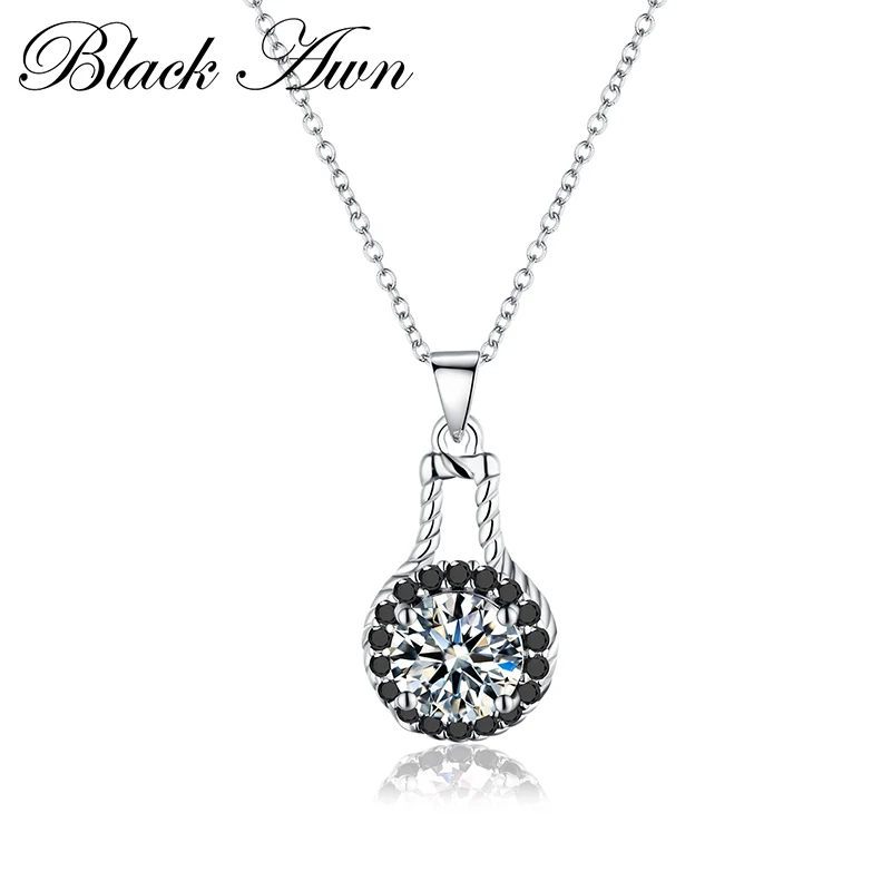 Женское колье с подвеской из серебра 100% пробы|silver round|fine jewelrybijoux femme |