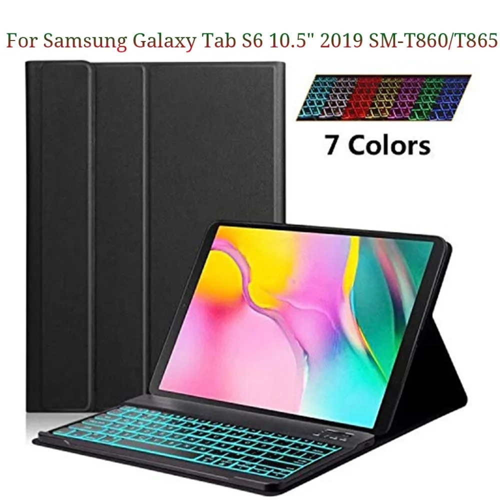 

US/RU/SPA/ Keyboard Case For Samsung Galaxy Tab S6 10.5 Inch 2019 T860 T865 Case Flip Stand Bluetooth Keyboard Tablet Case