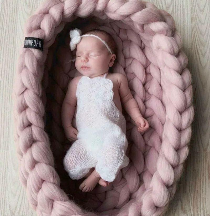 Kinitted Baby Nest Bed Portable Crib Newborns Cots Nursery Sleeping Nest Infant Cradle Baby Bassinet Children's Bed Carry Cot