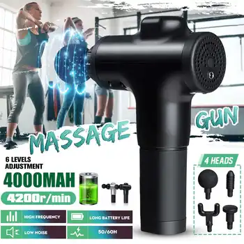 

4200r/min Therapy Massage Guns 5 Gears Muscle Massager Pain Sport Massage Machine Relax Body Slimming Relief with 4 Heads