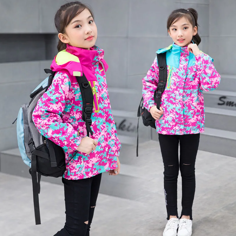 

Childrenswear Girls Brushed And Thick Raincoat Jacket Big Boy Deconstructable Two-Piece Set Children Autumn And Winter Warm Coat