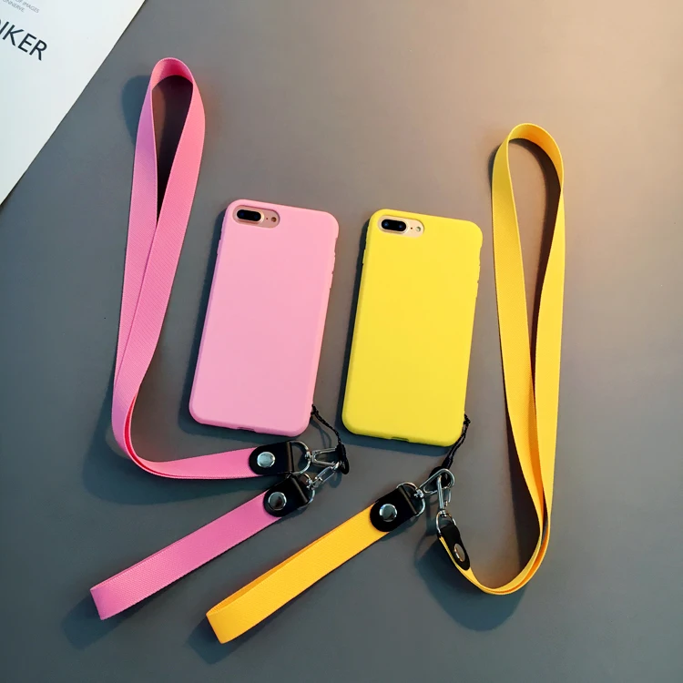 TPU phone back cover for iphone 7plus 6 6s 6plus 7 8 8plus matte plain silicone case XS MAX XR with strap |