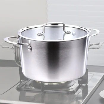 

1Pc Stock Pot with Lid and Double Handles Stainless Steel Stockpot Household Soup Pot Cookware Pot for Home Kitchen Resturant Co