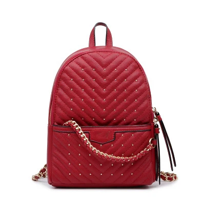New Small Backpack Ladies Backpack Fashion Rivet Bag Chain Storage Bag Travel PU Backpack trendy sling bags Stylish Backpacks
