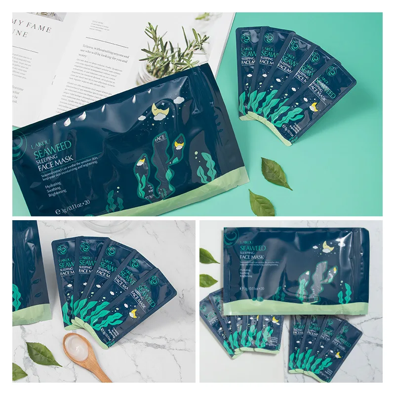 20Pcs/box Seaweed Moisturizing Sleeping Face Mask Anti Aging Anti wrinkle Night Facial Packs