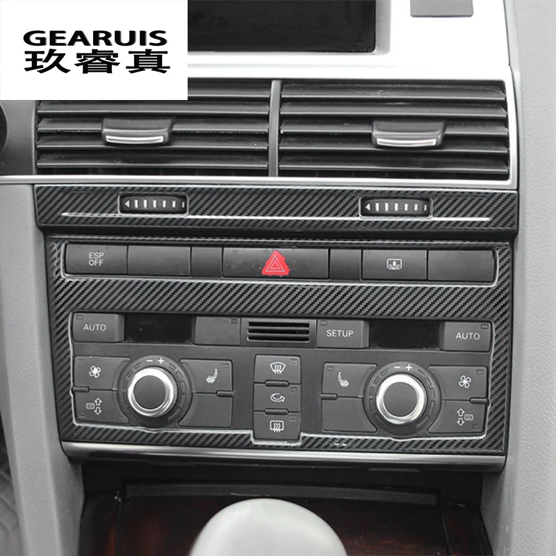 Car Styling Carbon fiber Central Air Conditioning CD Panel Decorative Cover Stickers Trim For Audi A6 C5 C6 Interior Accessories |