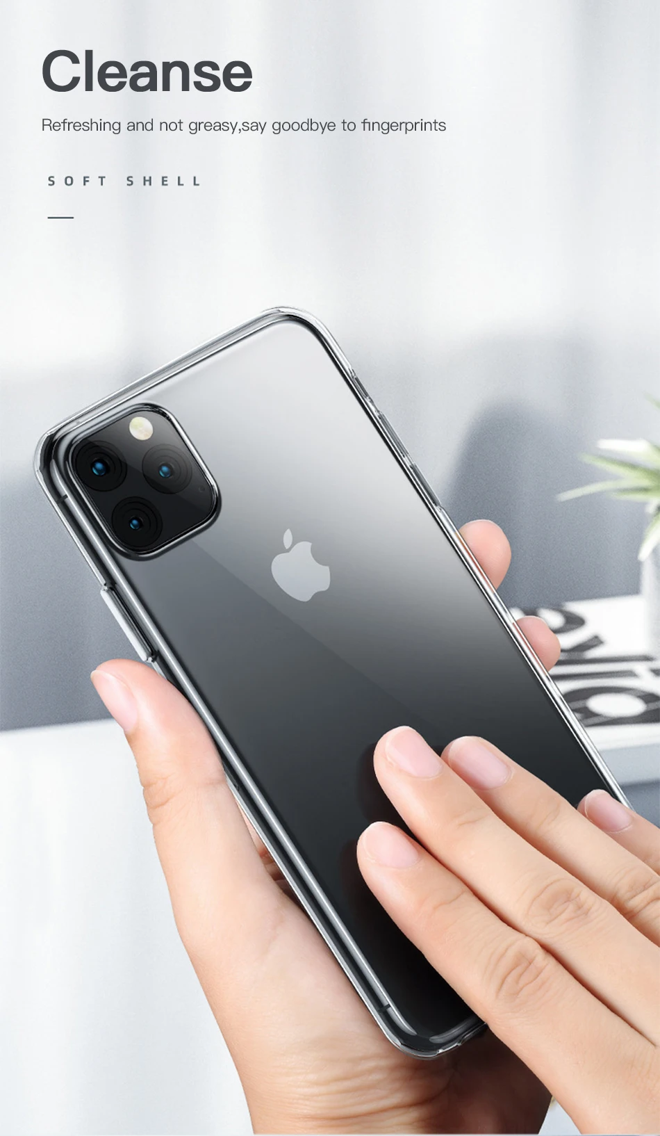 Benks, роскошный Прозрачный чехол для телефона для iPhone 11 Pro MAX, мягкий Ультратонкий чехол для мобильного телефона из ТПУ и силикона, защитный чехол на заднюю панель