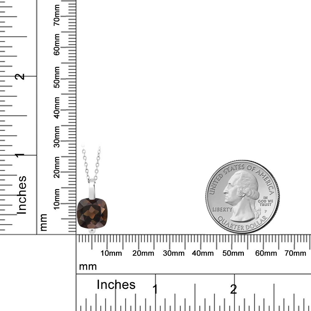 GemStoneKing 3,07 Ct подушка шахматная доска Натуральный дымчатый кварц 925 пробы серебряный кулон ожерелье для женщин хорошее ювелирное изделие