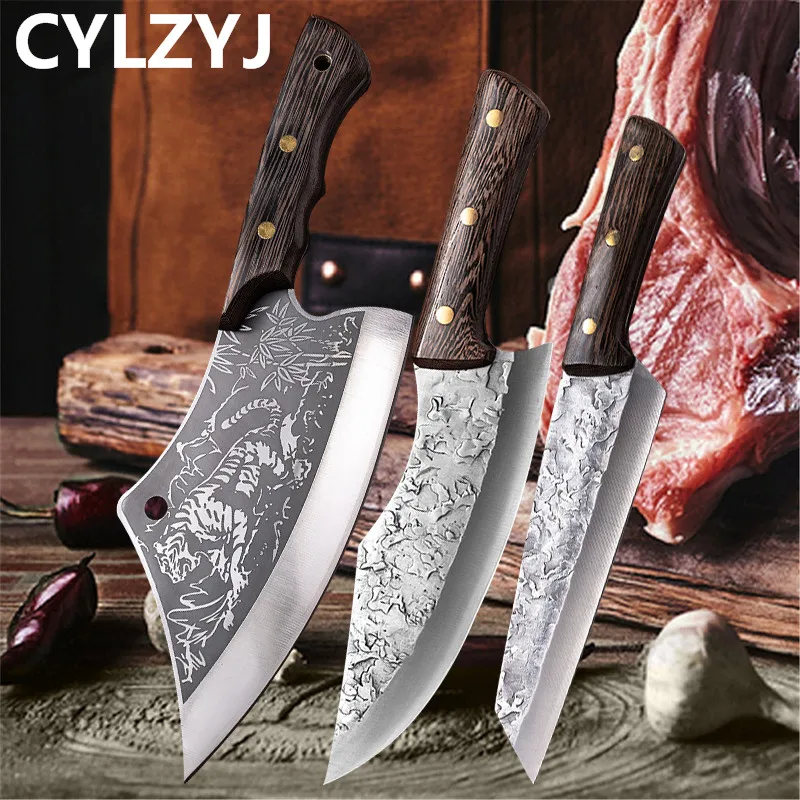 Hand Forged Kitchen Knife 5cr15 Steel Chef's Knife Cutting Fish Meat Cleaver Knife Sharp Blade Cooking Tools Pocket Knife Cover - Kitchen Knives - ...