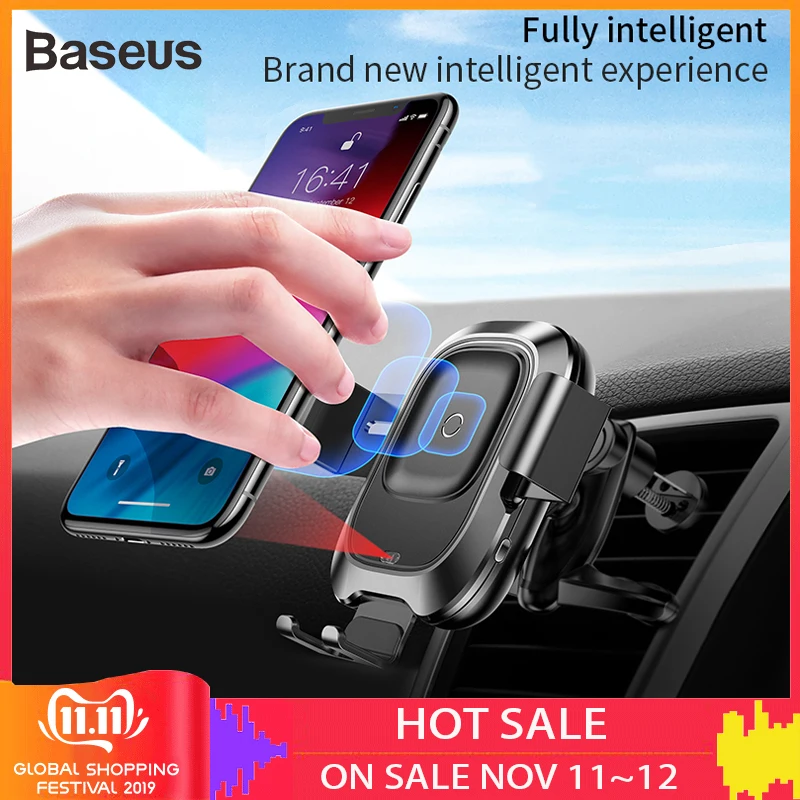 Prix Chargeur sans fil de voiture Baseus Qi pour iPhone Xs Max Xr X Samsung S10 S9 Intelligent infrarouge rapide sans fil charge support pour téléphone de voiture