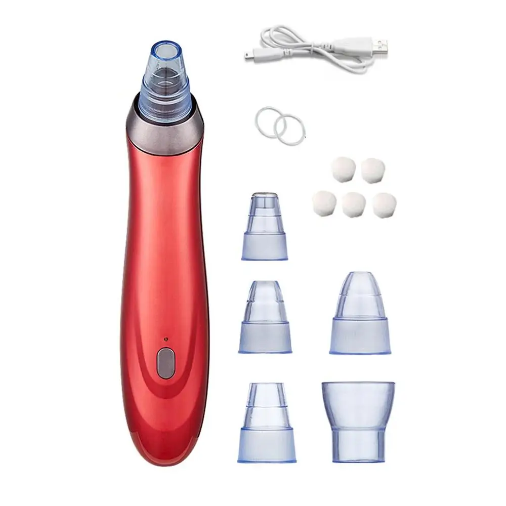 red USB Rechargeable Pores Vacuum Electric Face Pore Cleaner Blackhead Remover Acne Suction Facial Cleaning Tool - Цвет: red