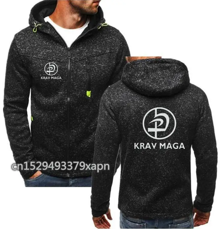 Krav Maga-Sudadera con capucha para hombre, con estampado, chaqueta cárdigan con cremallera negra, ropa para parte superior masculina