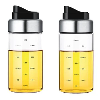 

2 Pcs 300Ml Olive Oil Dispenser Bottle, Automatic Opening and Closing Oil Pan, Kitchen Oil and Vinegar Measuring Bottle