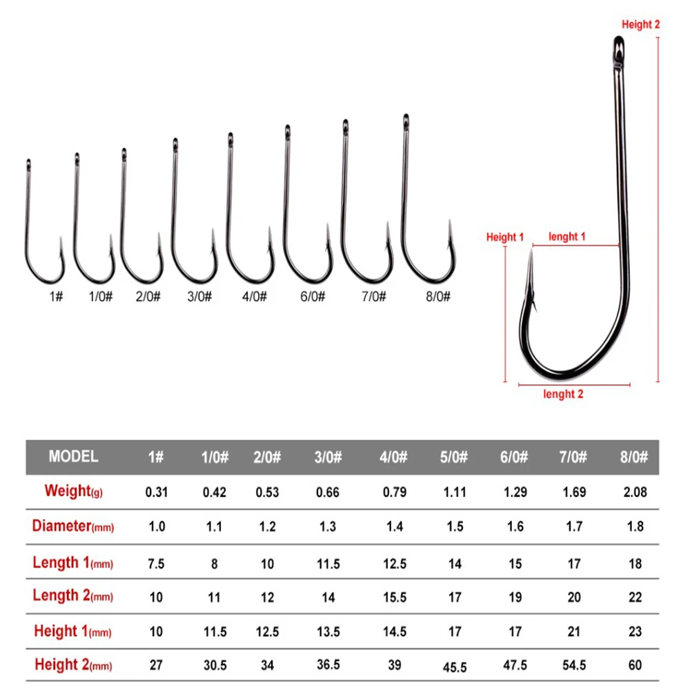 10pcs 1#-8/0 Saltwater Fresh Water Long Shank Barbed High Carbon Steel Fishhook Carp Jig Fishing Accessories Hook Fly Fish hook