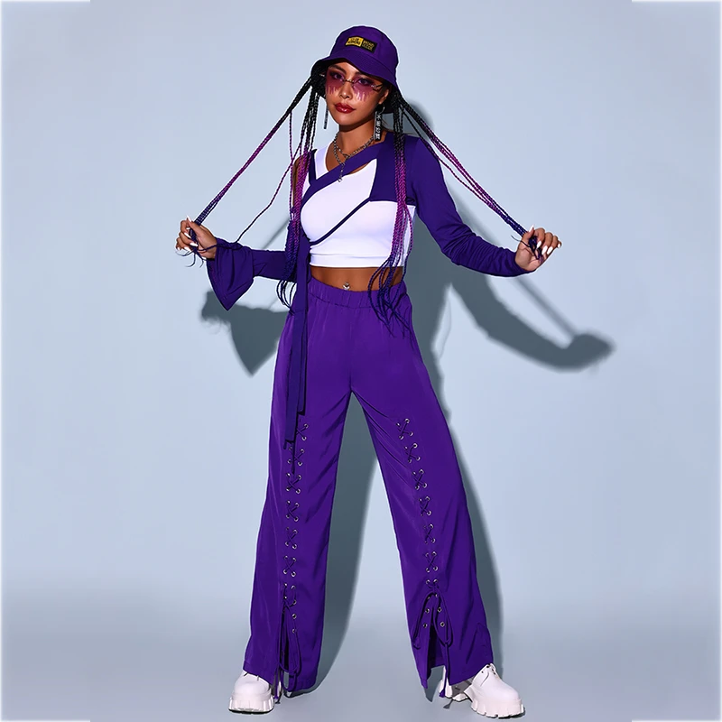 Women Hip-hop Street Dance Clothing Purple Concert Outfits Stage Rave  Costume Cheerleader Outfit Jazz Dance Outfit - Jazz - AliExpress