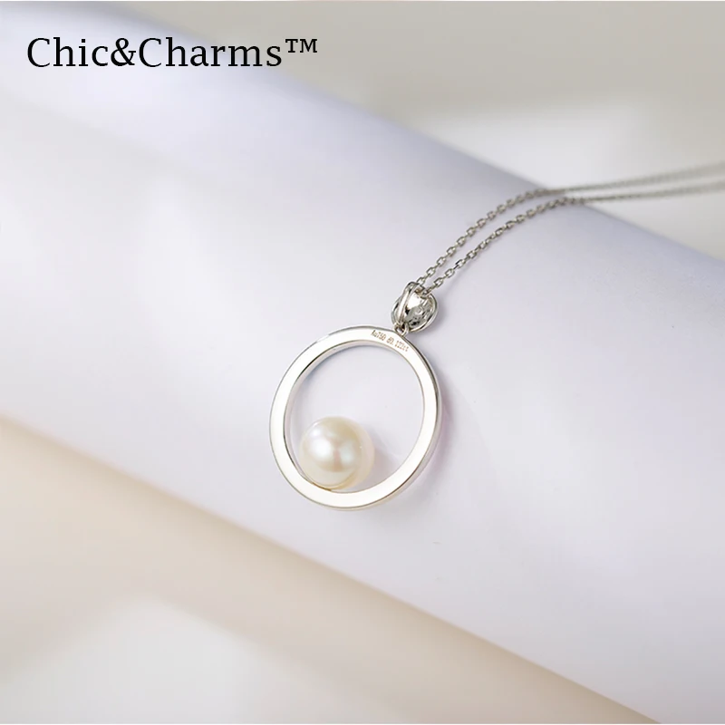 Chic& Charms 9K& 14K Настоящее розовое золото натуральный жемчуг кулон ожерелья эмаль ремесло девушки ювелирные изделия