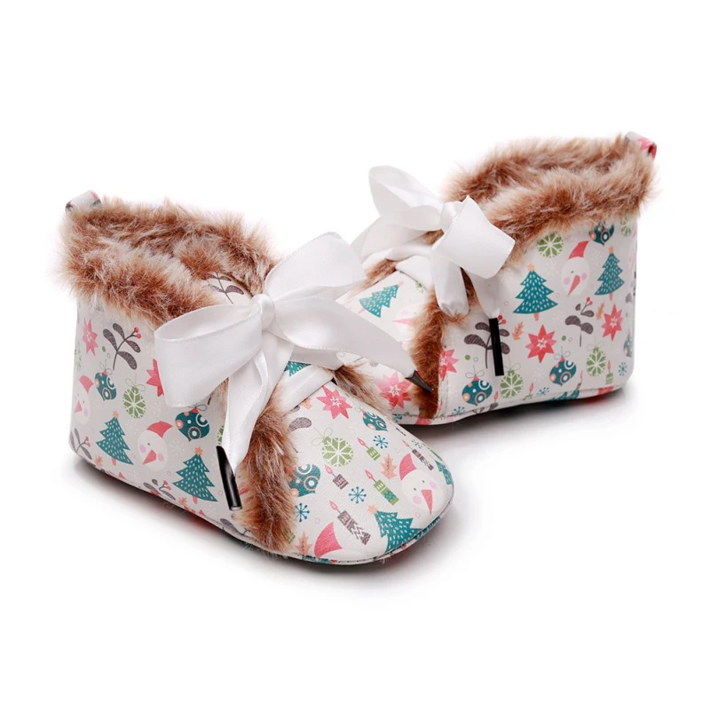 Winter Baby Girls Boys Snow Boots Newborn Infant PU Shoes Warm First Walkers Anti-Slip Cartoon Booties Toddler Soft Soled Shoes