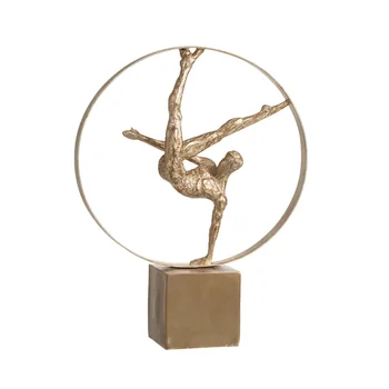 

Nordic Modern Simple Gymnastics Human Body Statue Sports Figure Art Figurines Metal Craft Home Decoration Accessories R2584