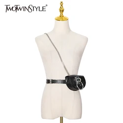 TWOTWINSTYLE PU Leather Metal Buckle Sash For Women Solid Chain Belts Female Fashionable Autumn Accessories 2020 Stylish