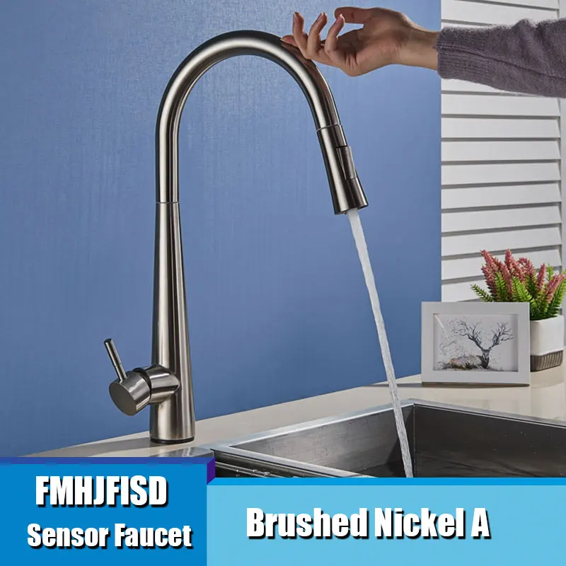 stainless steel kitchen sink FMHJFISD Sensor Kitchen Faucets White Touch Inductive Sensitive Faucets Mixer Water Tap Single Handle Dual Outlet Water Modes instant hot water tap Kitchen Fixtures