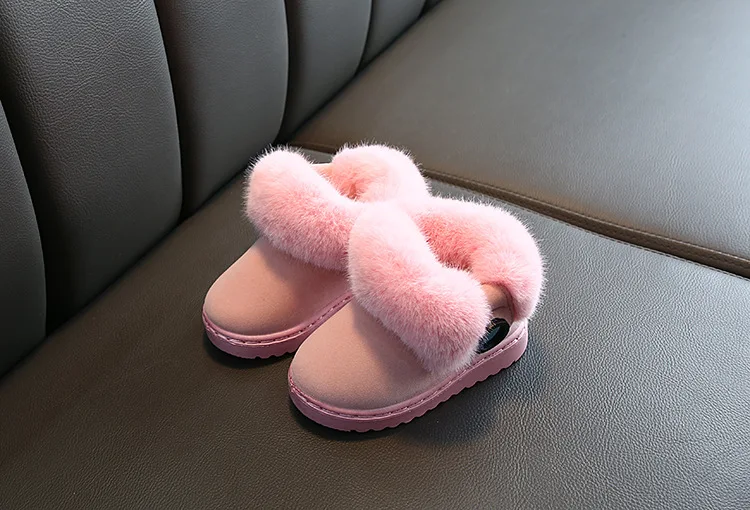 Зимние детские модные зимние ботинки, толстая детская обувь из натуральной кожи, теплые плюшевые мягкие ботинки для девочек, зимние лыжные ботинки для малышей
