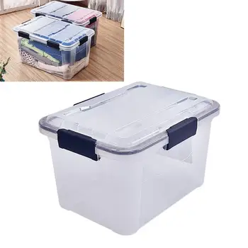 

18L Storage Box Plastic Transparent Book Organizer Sundries Storage Case Clothing Organizer Box for Living Room Laundry