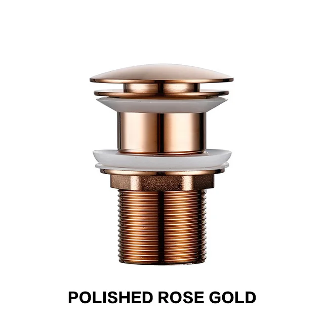 Polished Rose Gold Matte Black Gold Bathroom Basin Sink Stainless Steel Drain With Overflow Kitchen Bath Drain Stopper No Hole - Цвет: Polished Rose Gold