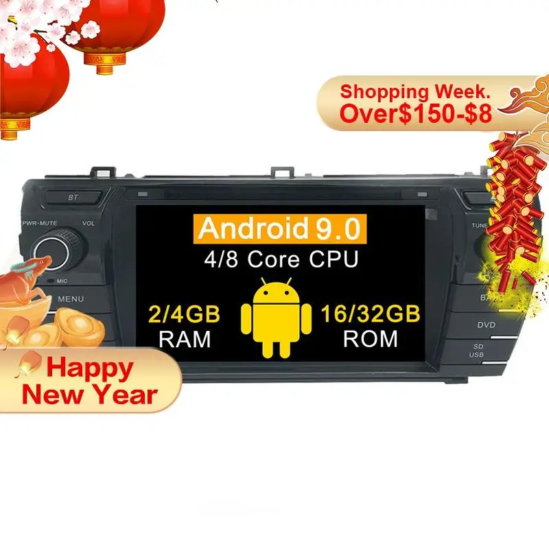 Автомобильный мультимедийный плеер Android 9 0 ОЗУ 4 Гб 2 Din для Toyota Corolla 2013 2014 2015 2016 DVD