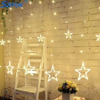 

Cortina Led Curtain 138 Star String Lights Garland Christmas LED Fairy Lights 220V for Wedding Party Holiday Decoration Dropship